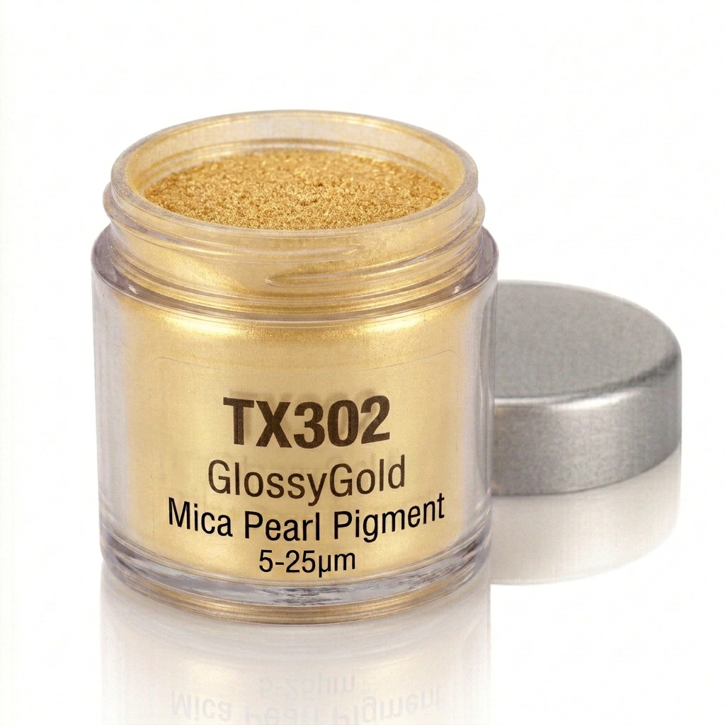 TX302 Glossy Gold – Perleťový pigment Mica, 5–25 µm (Saténové zlato)