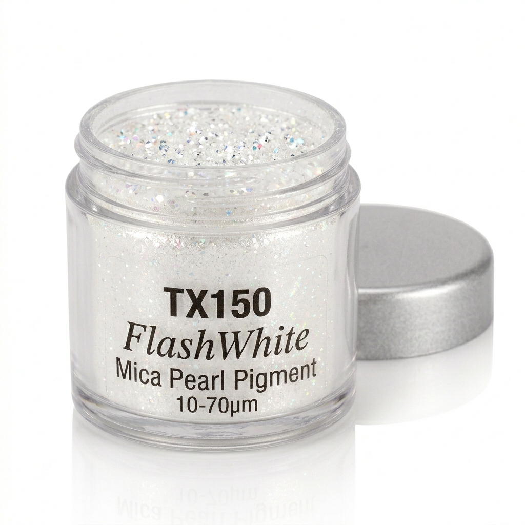TX150 Flash White – Perleťový pigment Mica, 10–70 µm (Jiskřivá bílá)