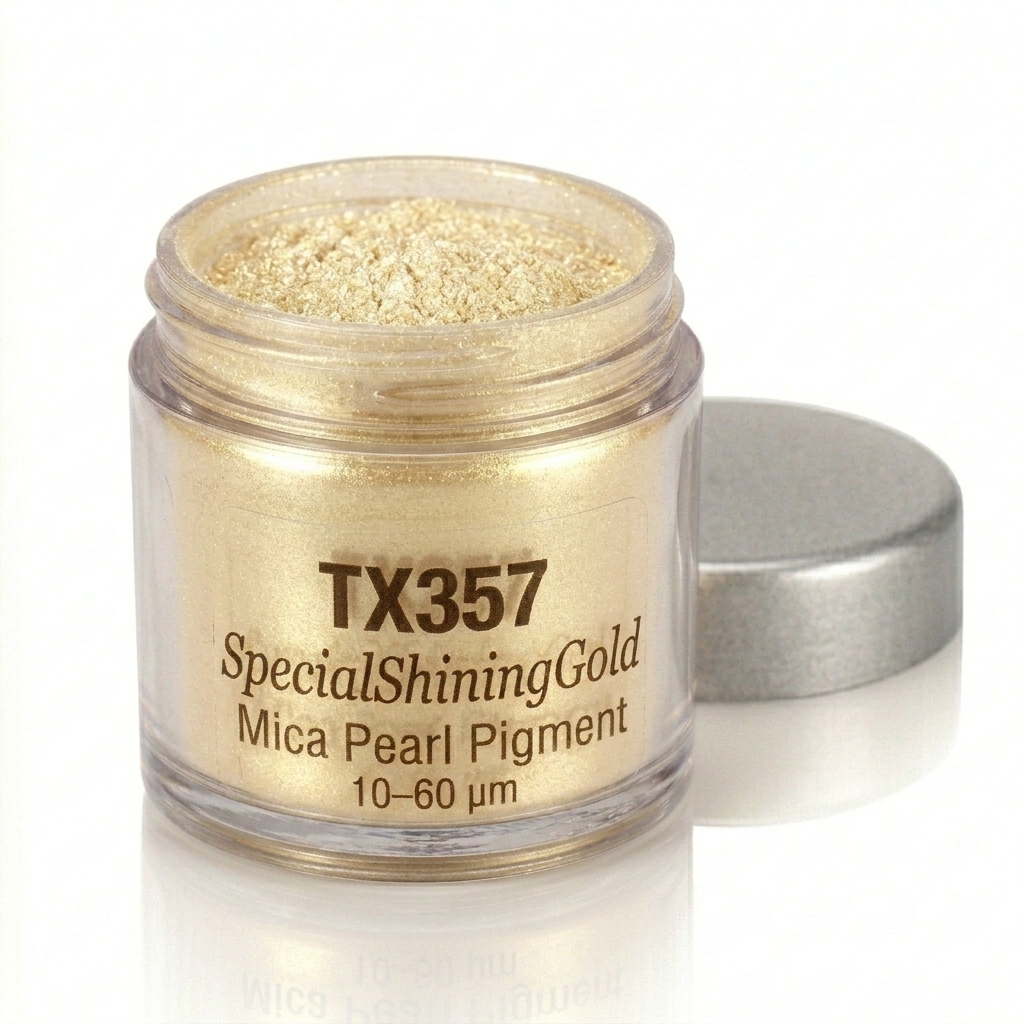 TX357 Shining Gold – Perleťový pigment Mica, 10–60 µm (Výrazné zářivé zlato)