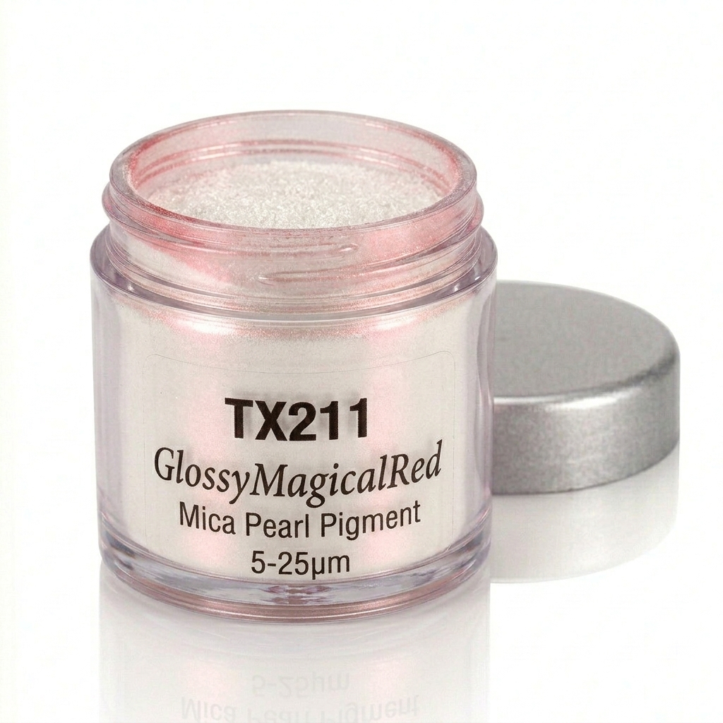 TX211 Magical Red – Interferenční pigment Mica, 5–25 µm (Saténová bílá / Červený odlesk)